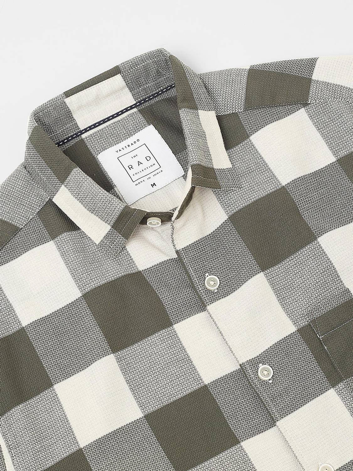 VASTRADO Men Checkered Dark Green Casual Shirt - Image 4