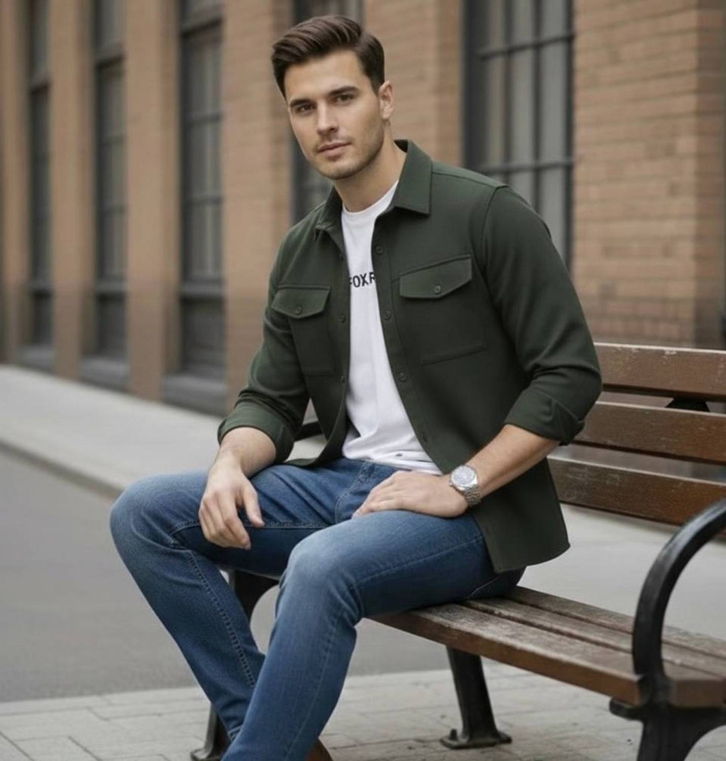 JCOSTA Men Solid Casual Green Shirt - Image 3