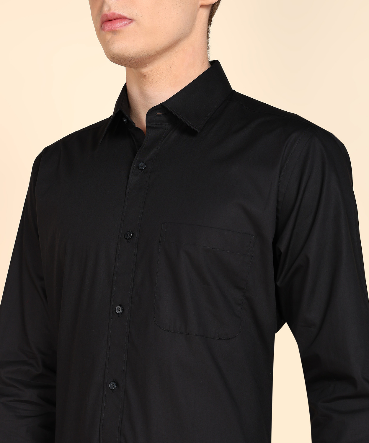 Image of Raymond Men Regular Fit Solid Cut Away Collar Formal Shirt