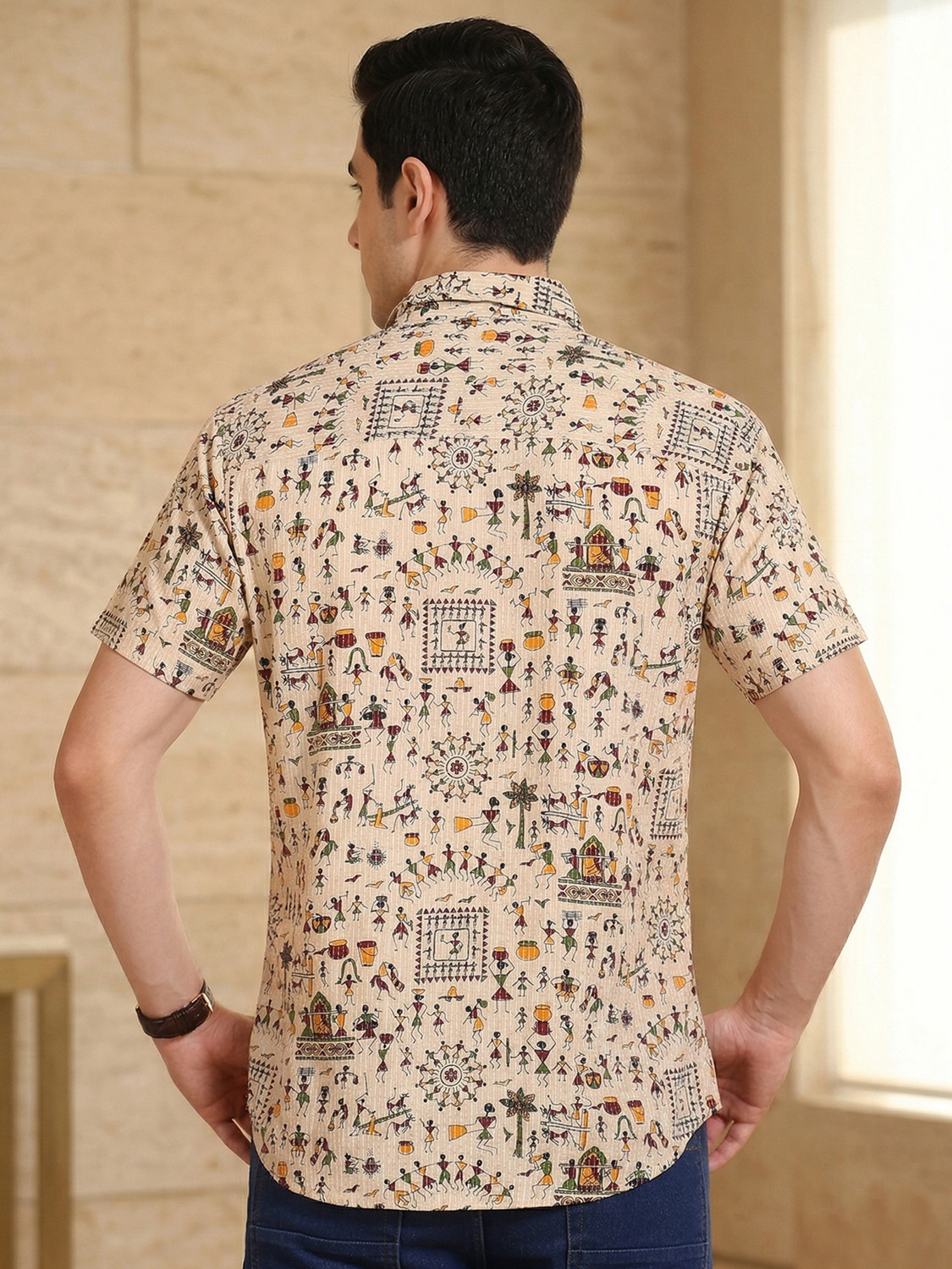 Image of IKRASS Men Printed Casual White Shirt