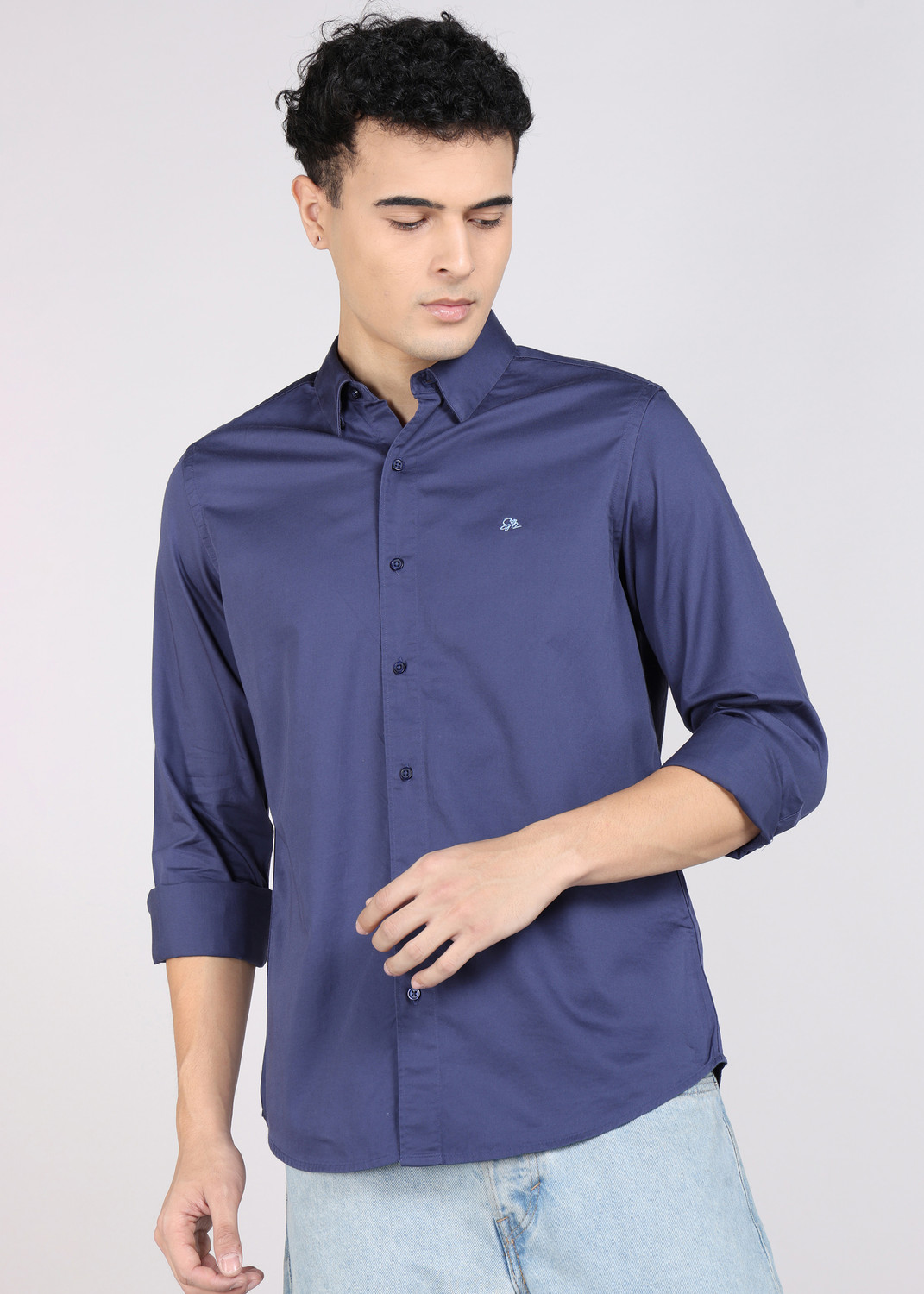Spykar Men Solid Casual Blue Shirt