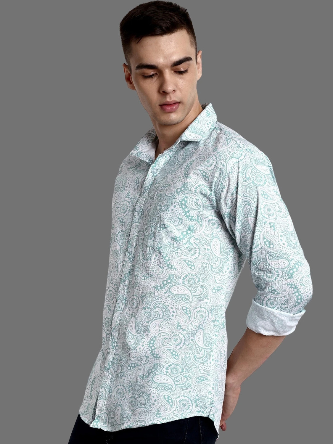 Image of shardha enterprise Men Printed Casual Green Shirt