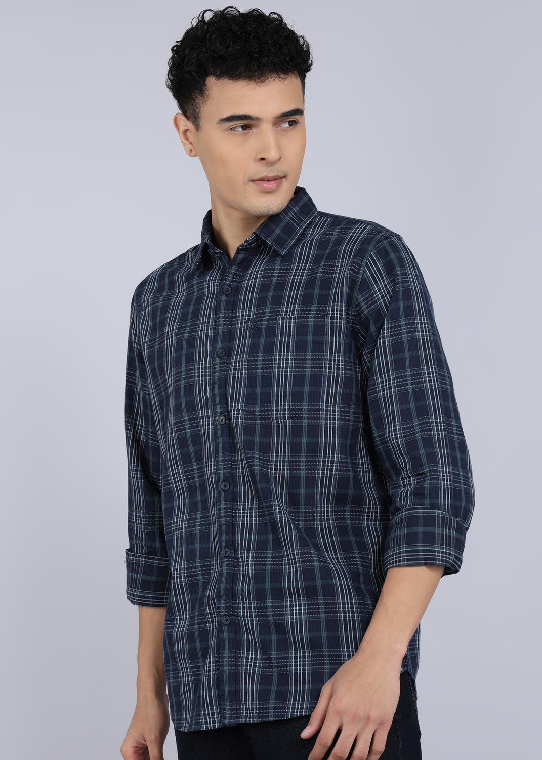 Image of WROGN Men Regular Fit Checkered Casual Shirt
