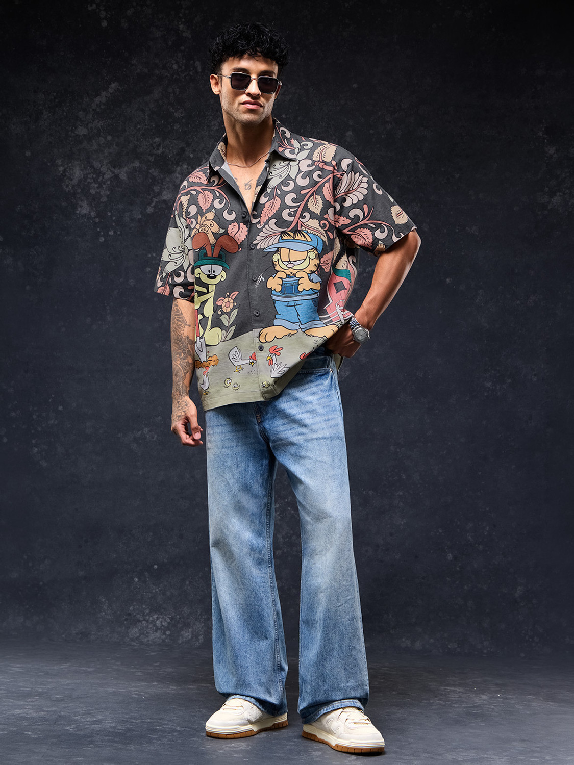 Image of The Souled Store Men Graphic Print Casual Grey Shirt