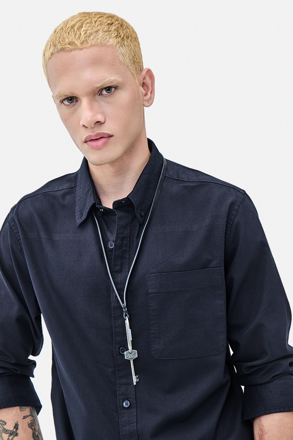 Image of Snitch Men Solid Casual Blue Shirt
