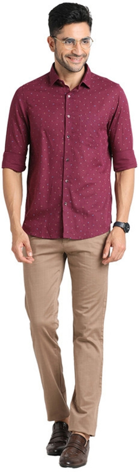 Image of TURTLE Men Printed Casual Maroon Shirt