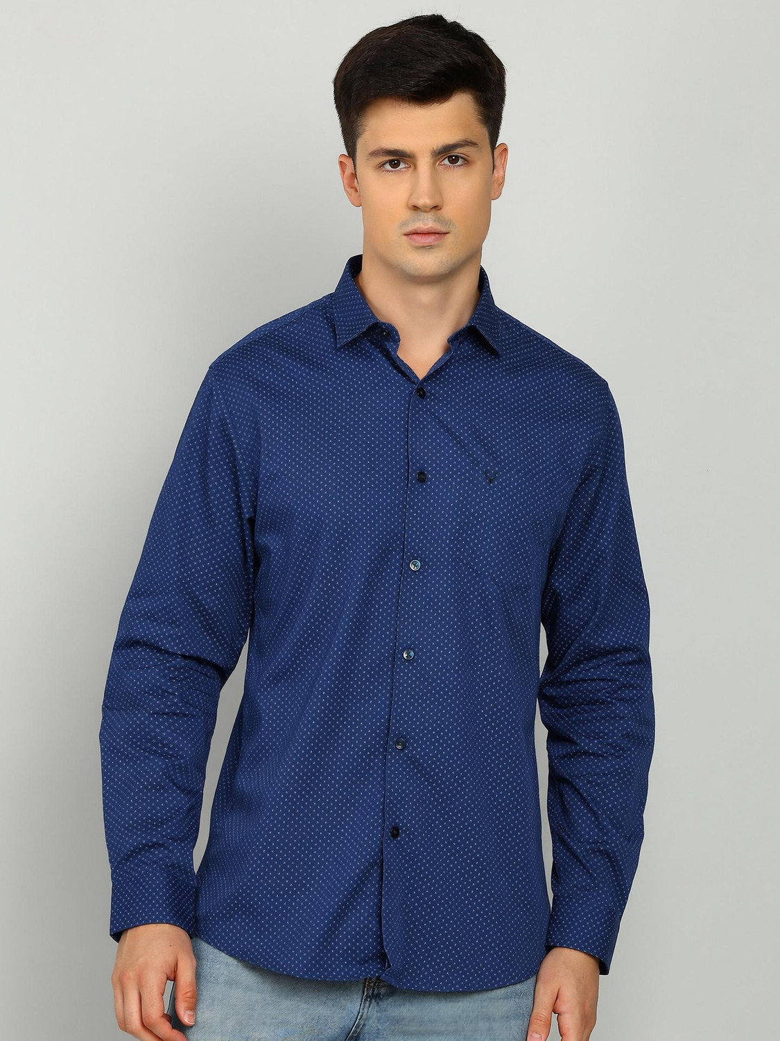 Image of Allen Solly Men Printed Casual Blue Shirt