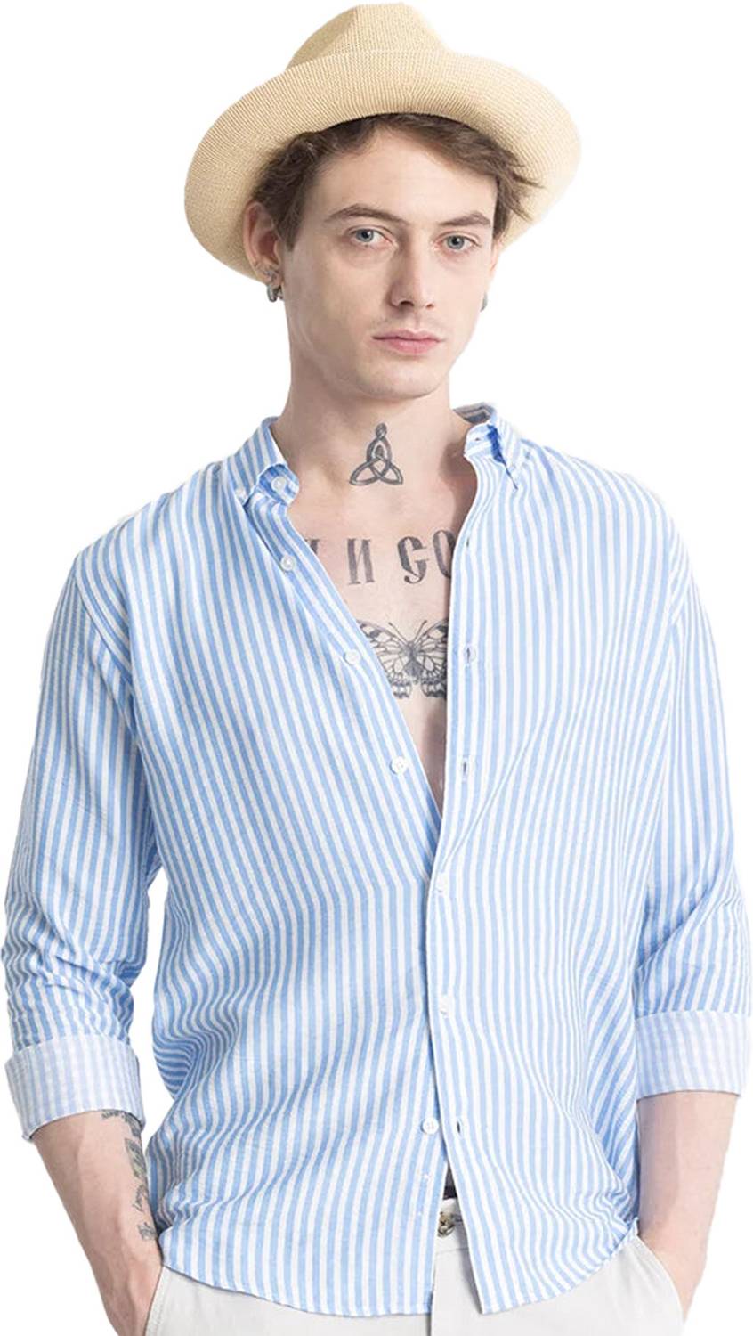 U TURN Men Checkered Casual Blue Shirt - Image 4