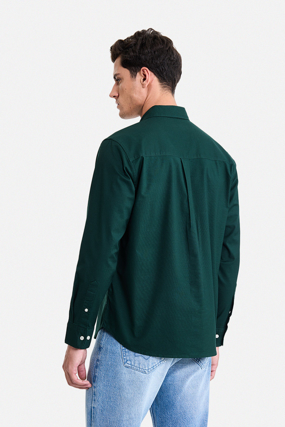 Image of Snitch Men Solid Casual Dark Green Shirt