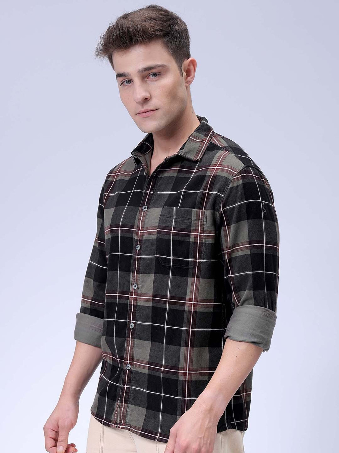 Image of The Indian Garage Co. Men Checkered Casual Green Shirt
