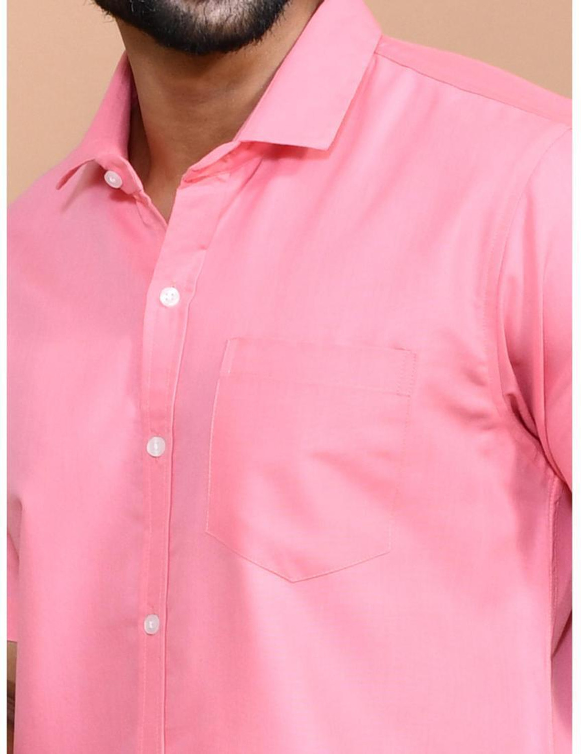 Image of Urbany Men Solid Casual Pink Shirt