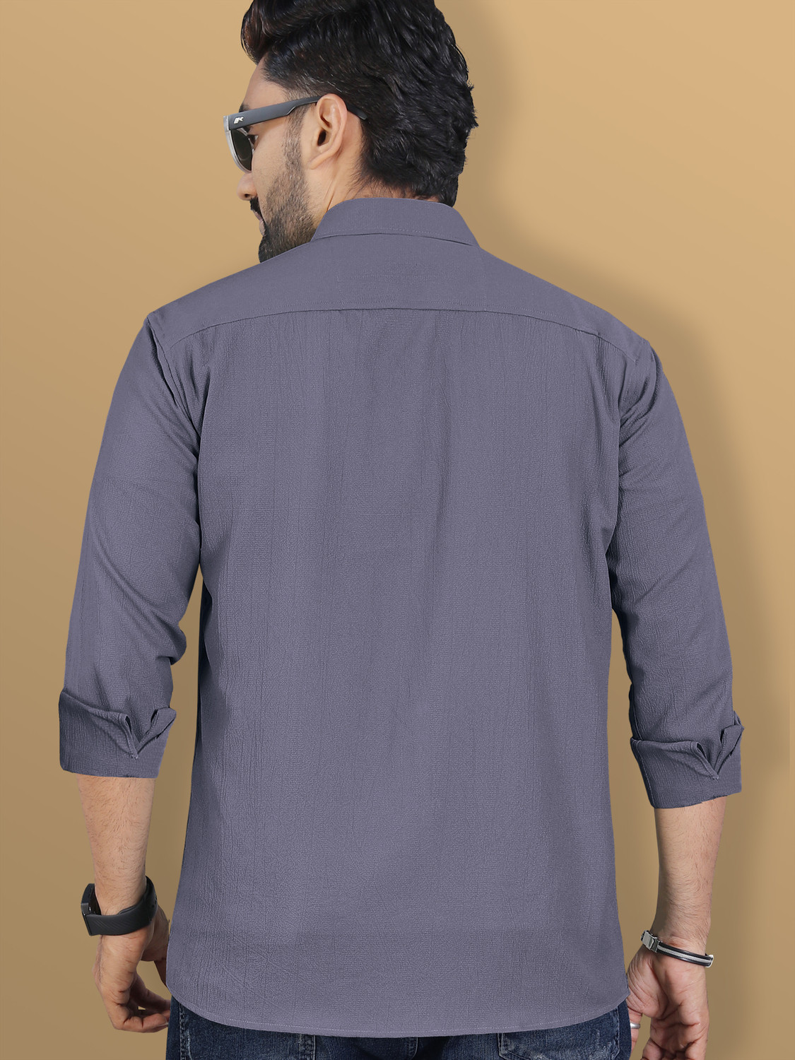 Image of VeBNoR Men Solid Casual Grey Shirt