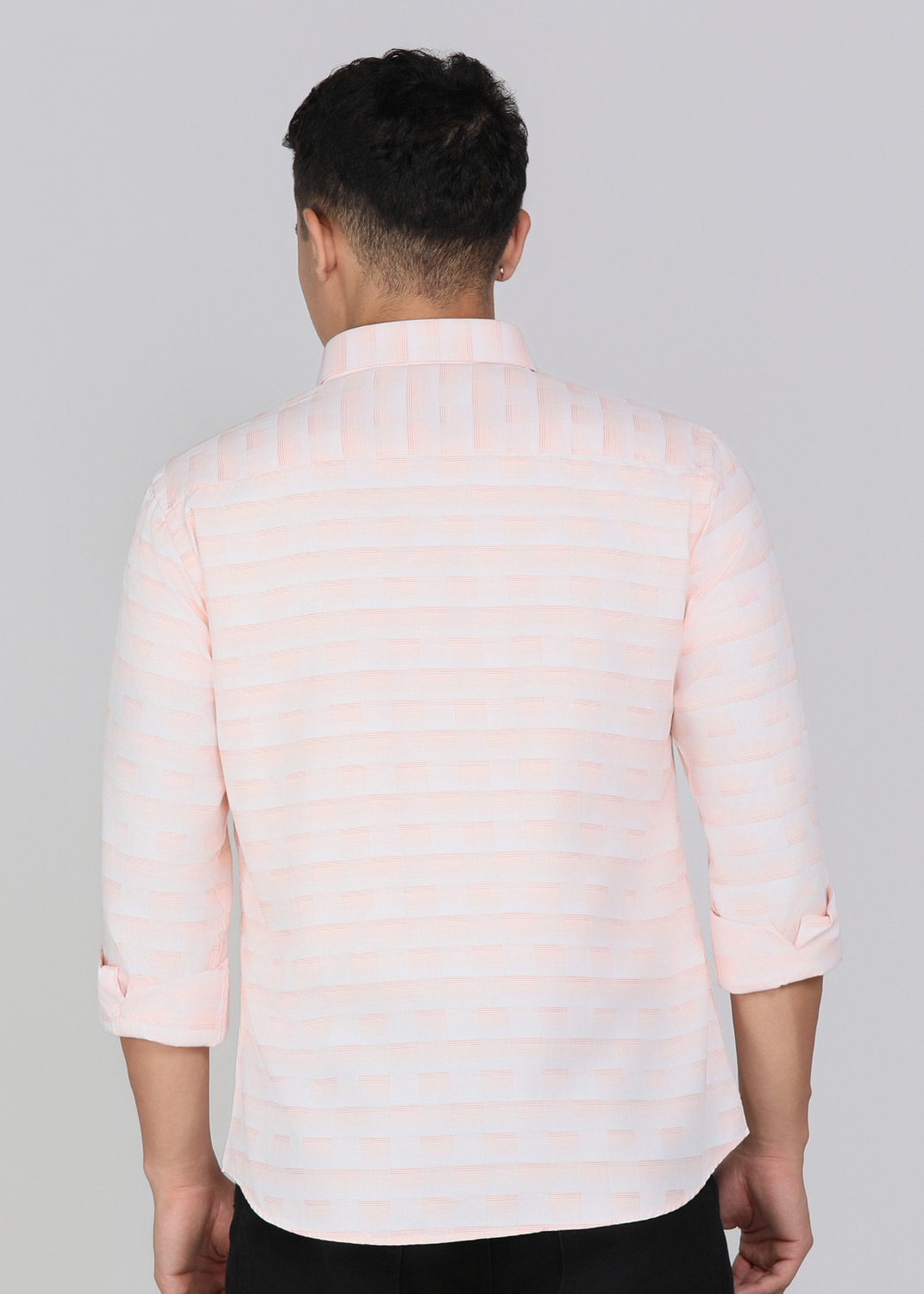 Image of PROVOGUE Men Checkered Casual Pink Shirt