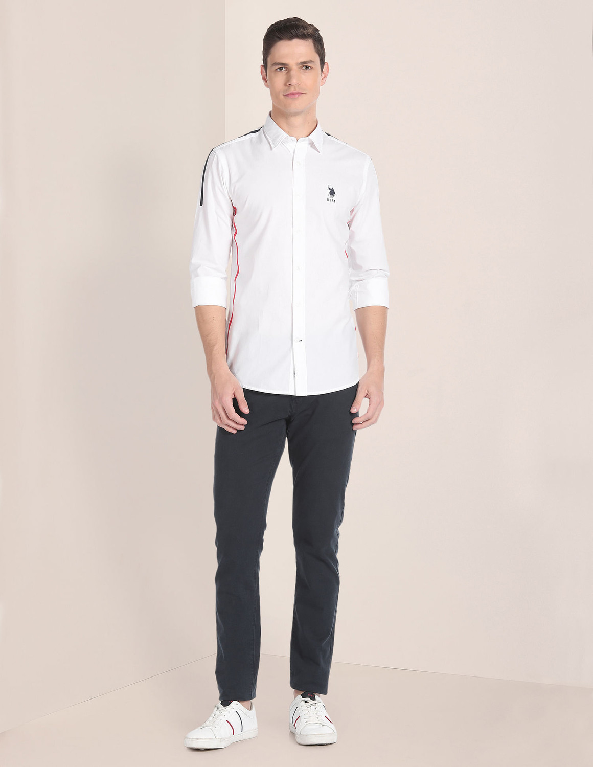 Image of U.S. POLO ASSN. Men Solid Casual White Shirt