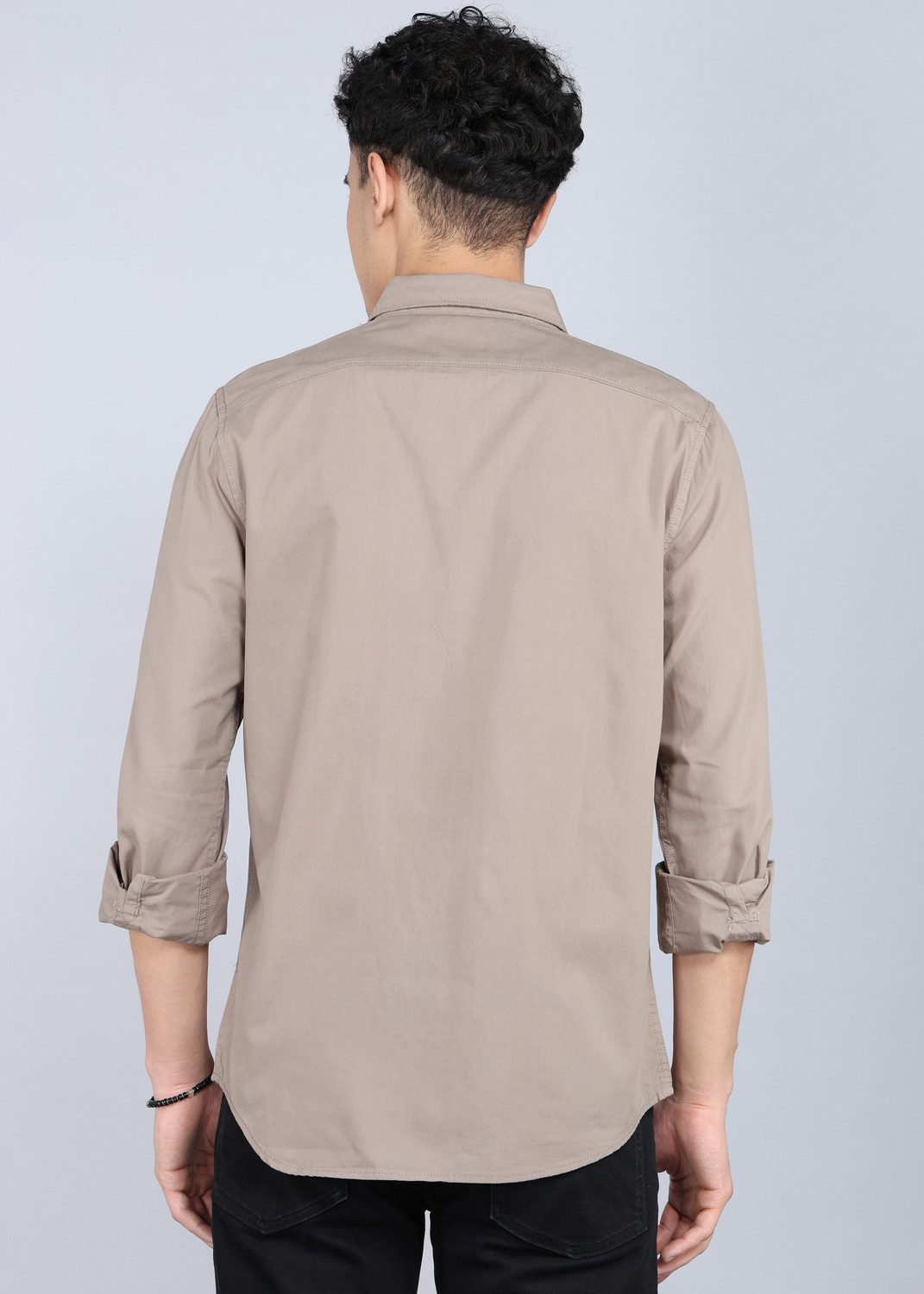 Image of WROGN Men Solid Casual Brown Shirt