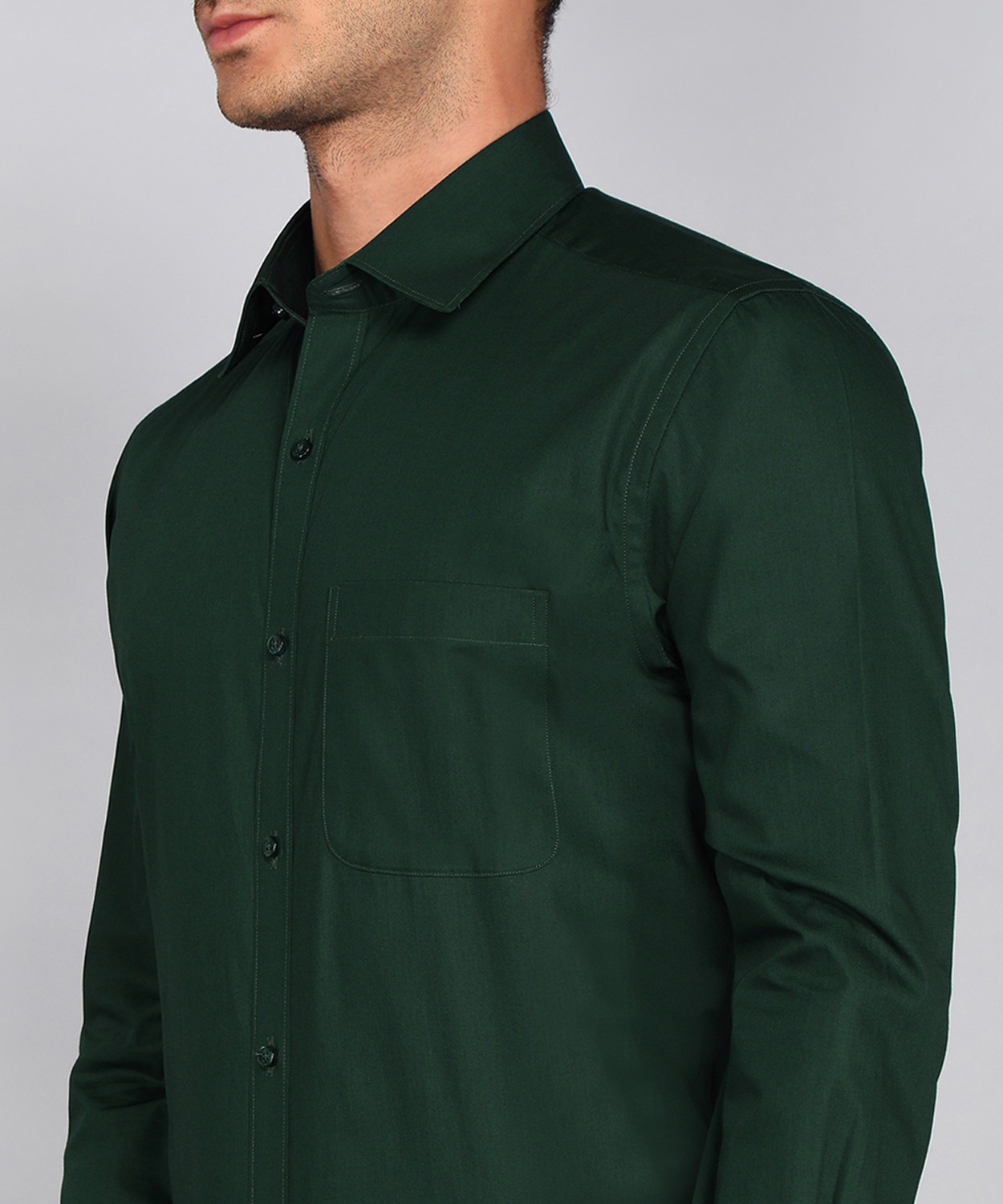 Image of Raymond Men Solid Formal Dark Green Shirt