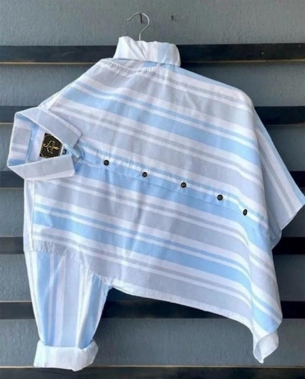 Image of JACKBELLA Men Striped Casual White, Light Blue Shirt