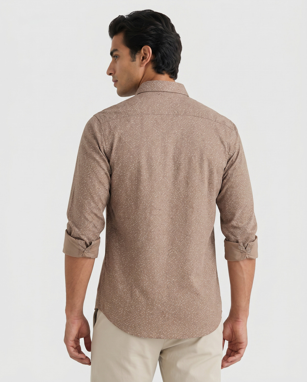 Image of Blackberrys Men Printed Casual Brown Shirt
