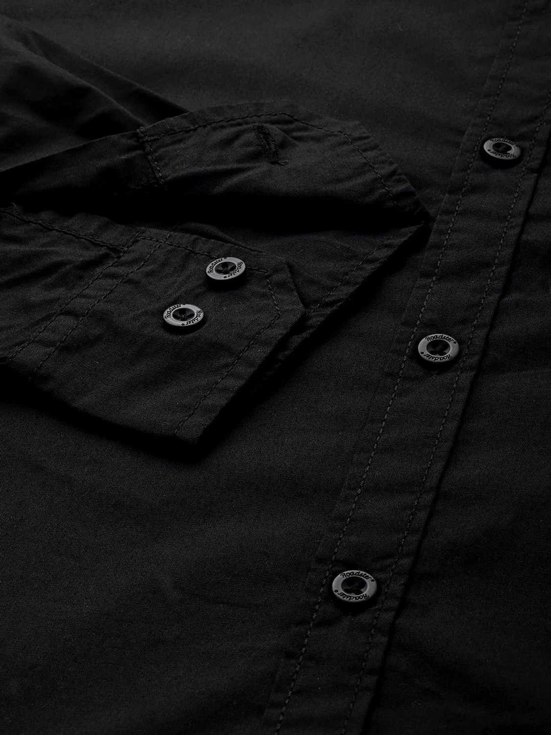 Image of Roadster Men Solid Casual Black Shirt