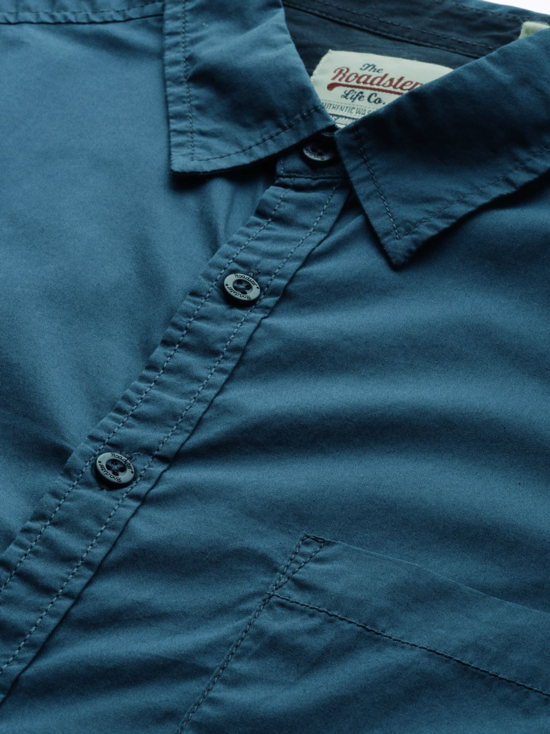 Image of Roadster Men Solid Casual Dark Blue Shirt