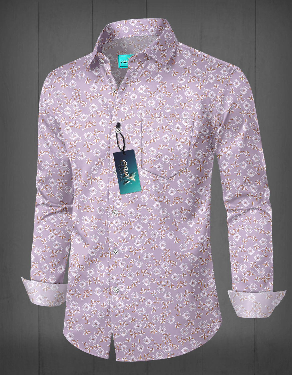 Image of Grivacreation Men Printed Casual Purple Shirt