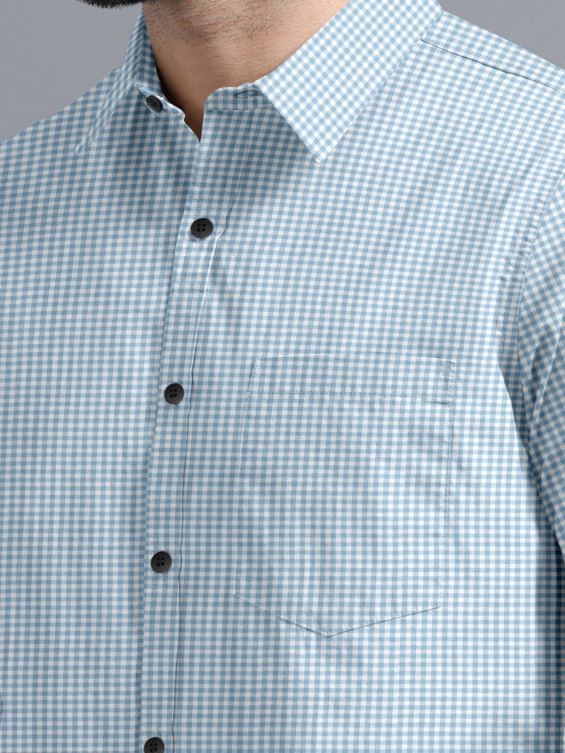 VTEXX Men Checkered Casual Light Blue Shirt - Buy VTEXX Men