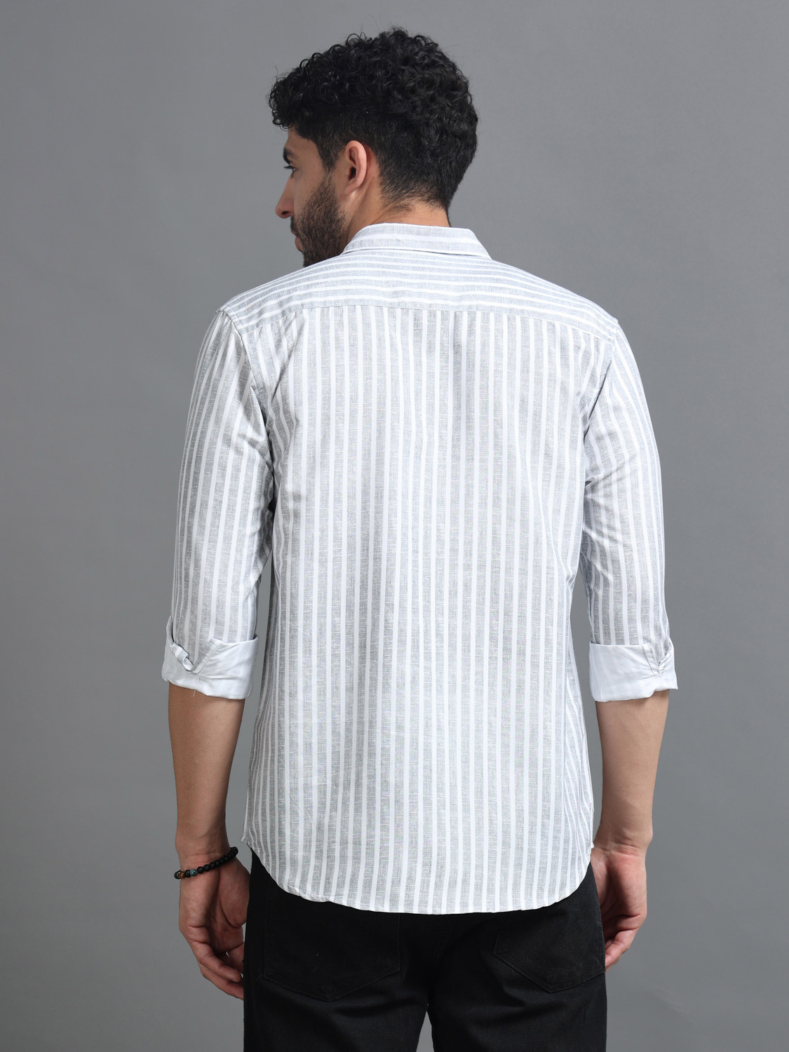 Image of Tom Mackler Men Striped Casual White Shirt