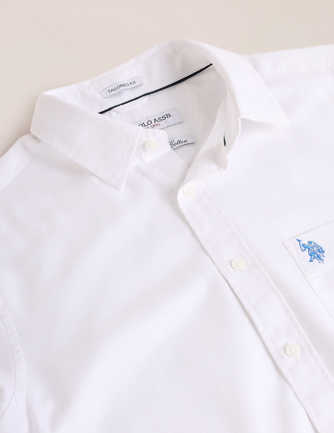 Image of U.S. POLO ASSN. Men Solid Casual White Shirt