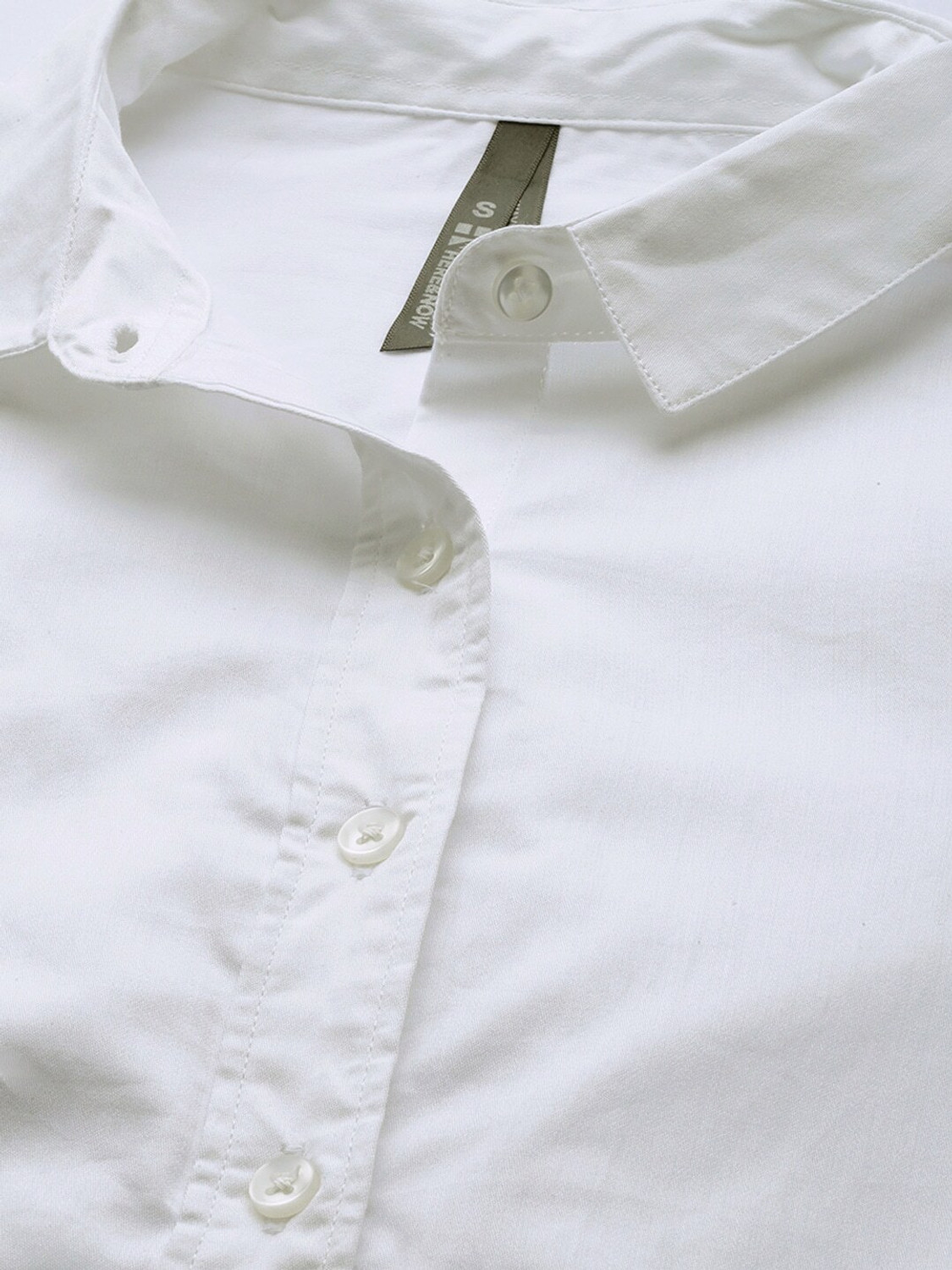 Image of HERE&NOW Women Solid Casual White Shirt