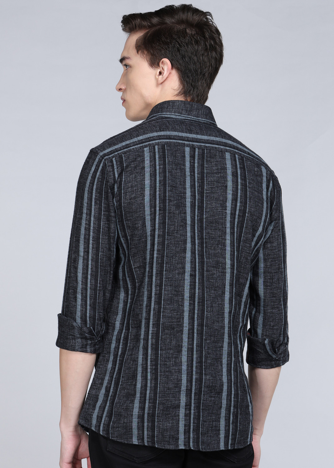 Image of KILLER Men Striped Casual Black Shirt