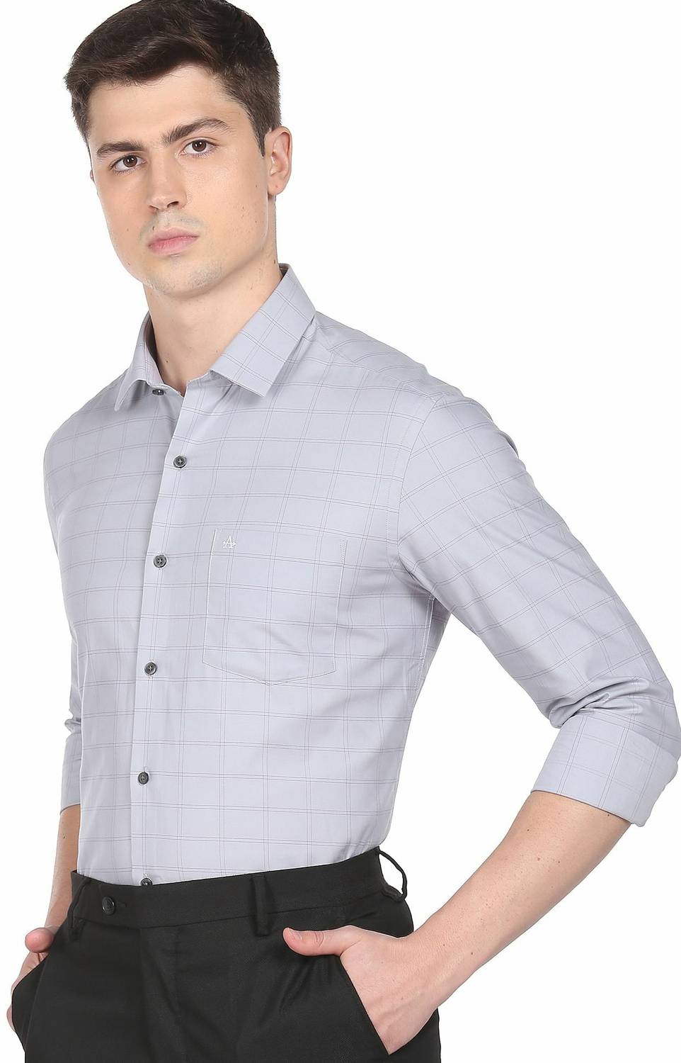 ARROW Men Checkered Formal Grey Shirt