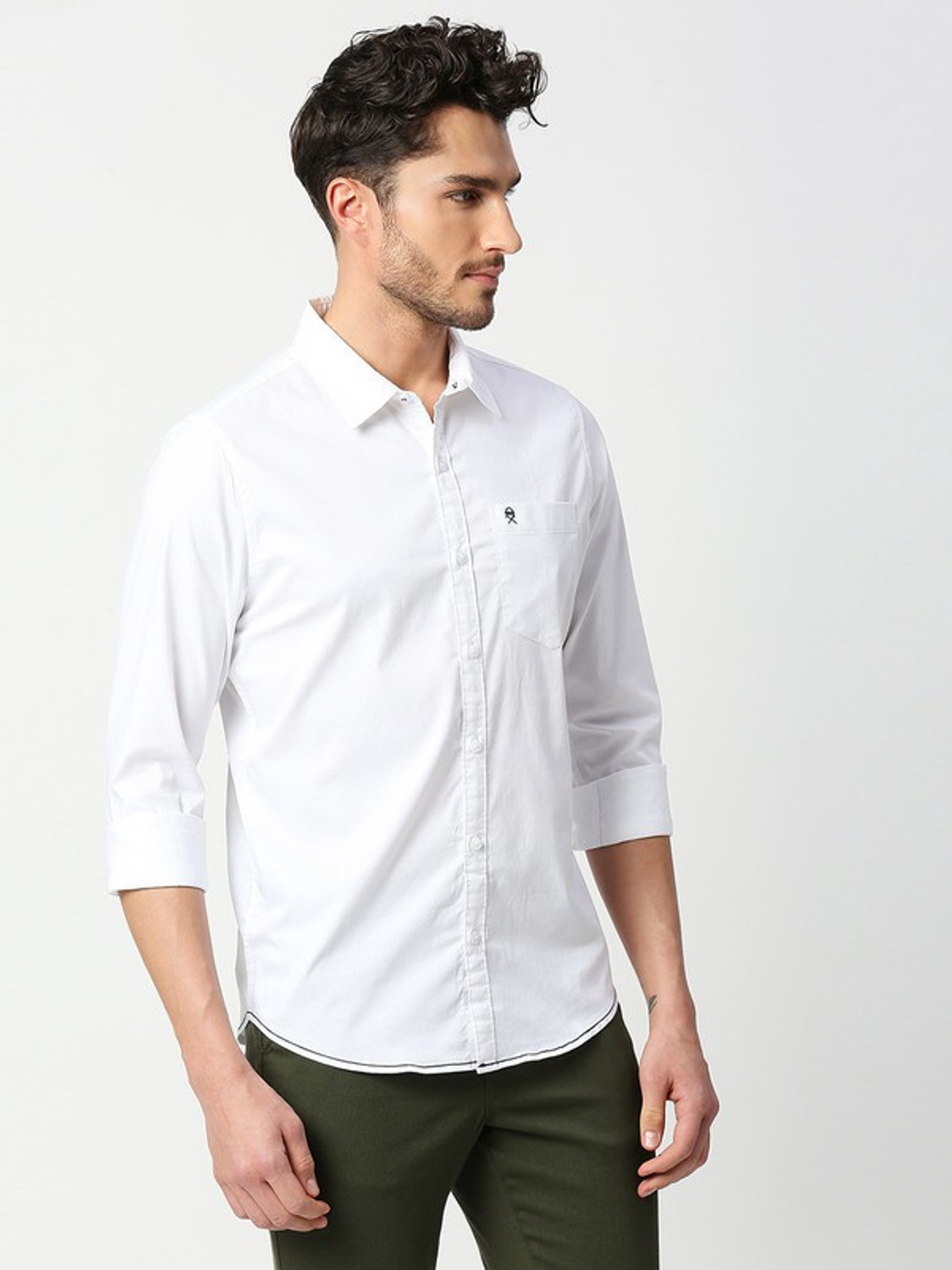 Image of THOMAS SCOTT Men Solid Casual White Shirt