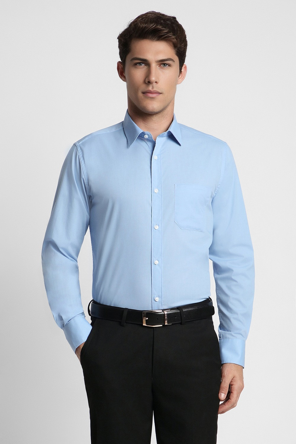 Image of PETER ENGLAND Men Solid Formal Light Blue Shirt