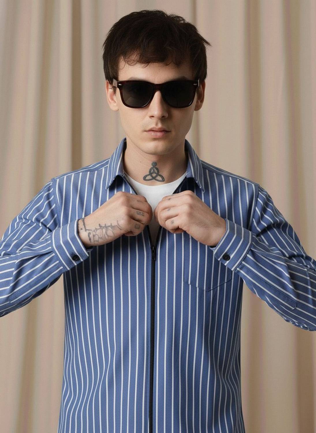 Surhi Men Striped Casual Blue Shirt - Image 5