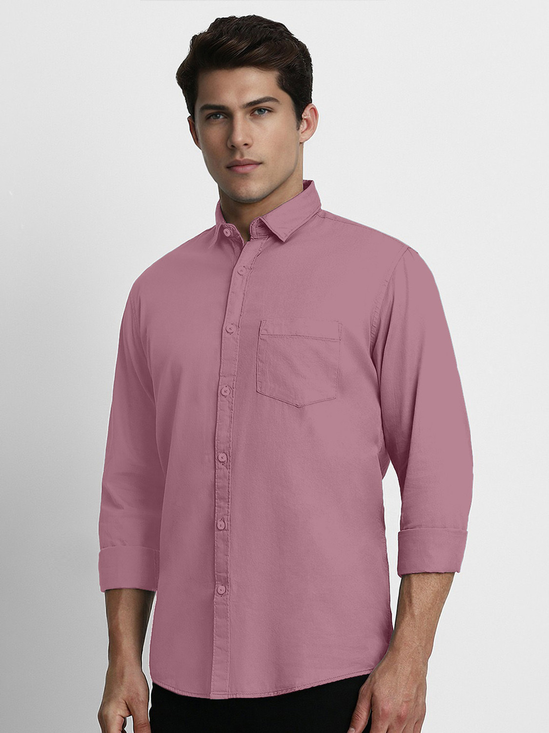 Image of SHIMAK Men Solid Formal Pink Shirt