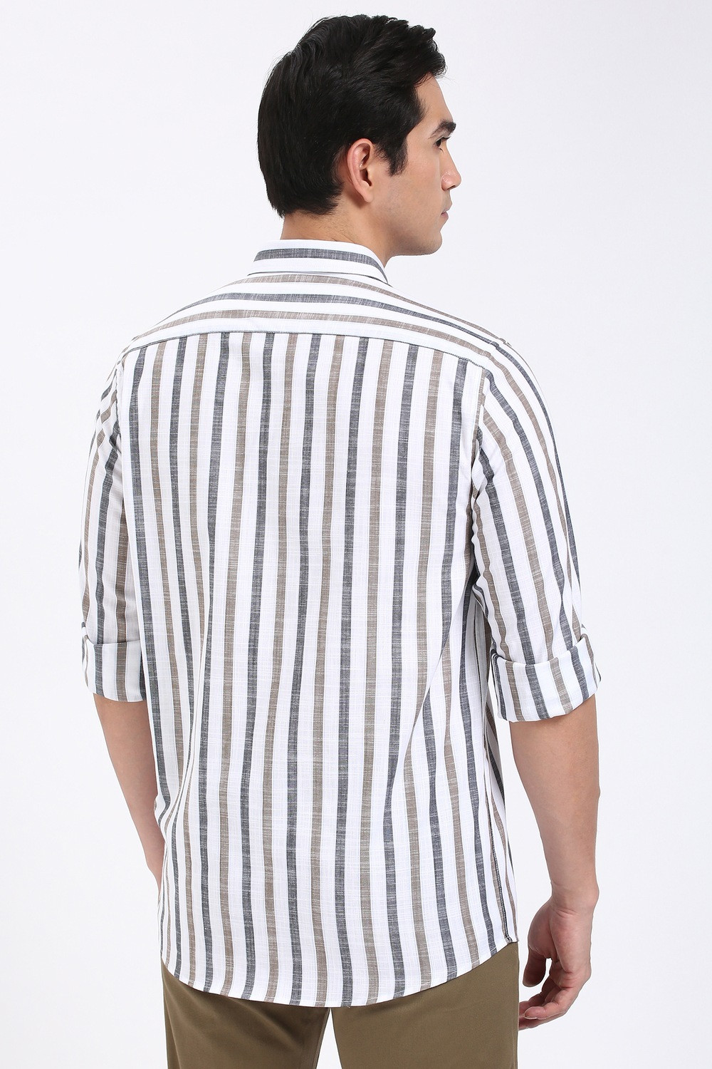 Image of PETER ENGLAND Men Striped Casual White Shirt