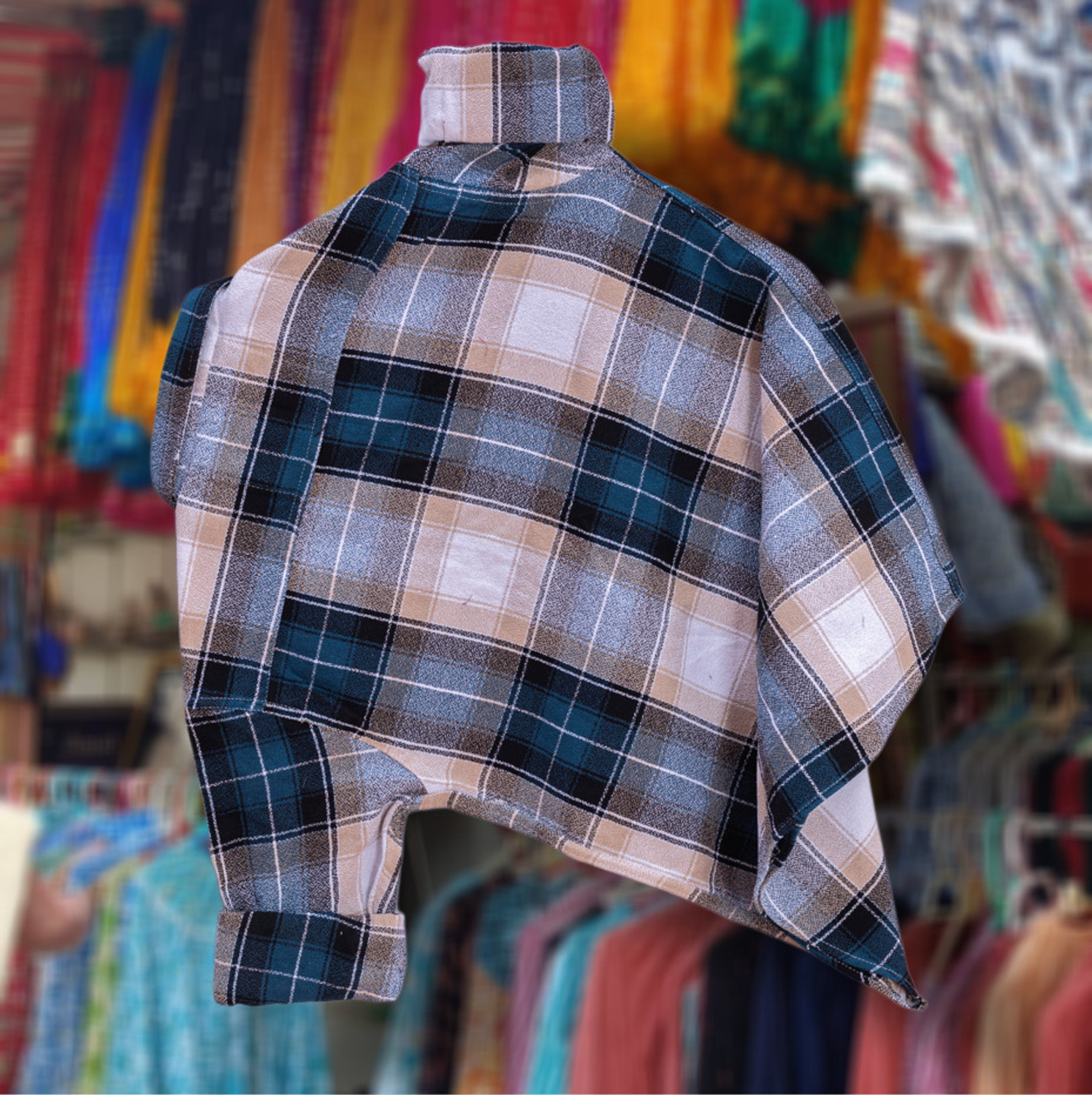Image of THE BRAVES MANUFACTURER Men Checkered Casual Light Blue Shirt
