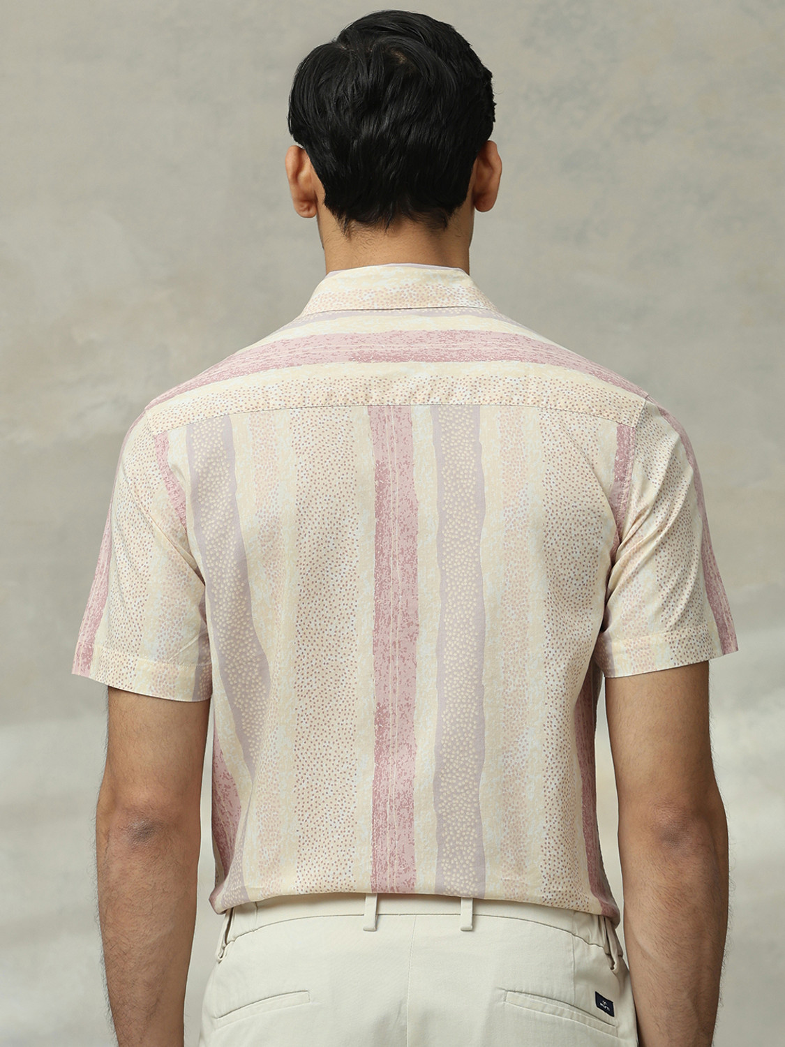Image of MUFTI Men Printed Casual Pink Shirt