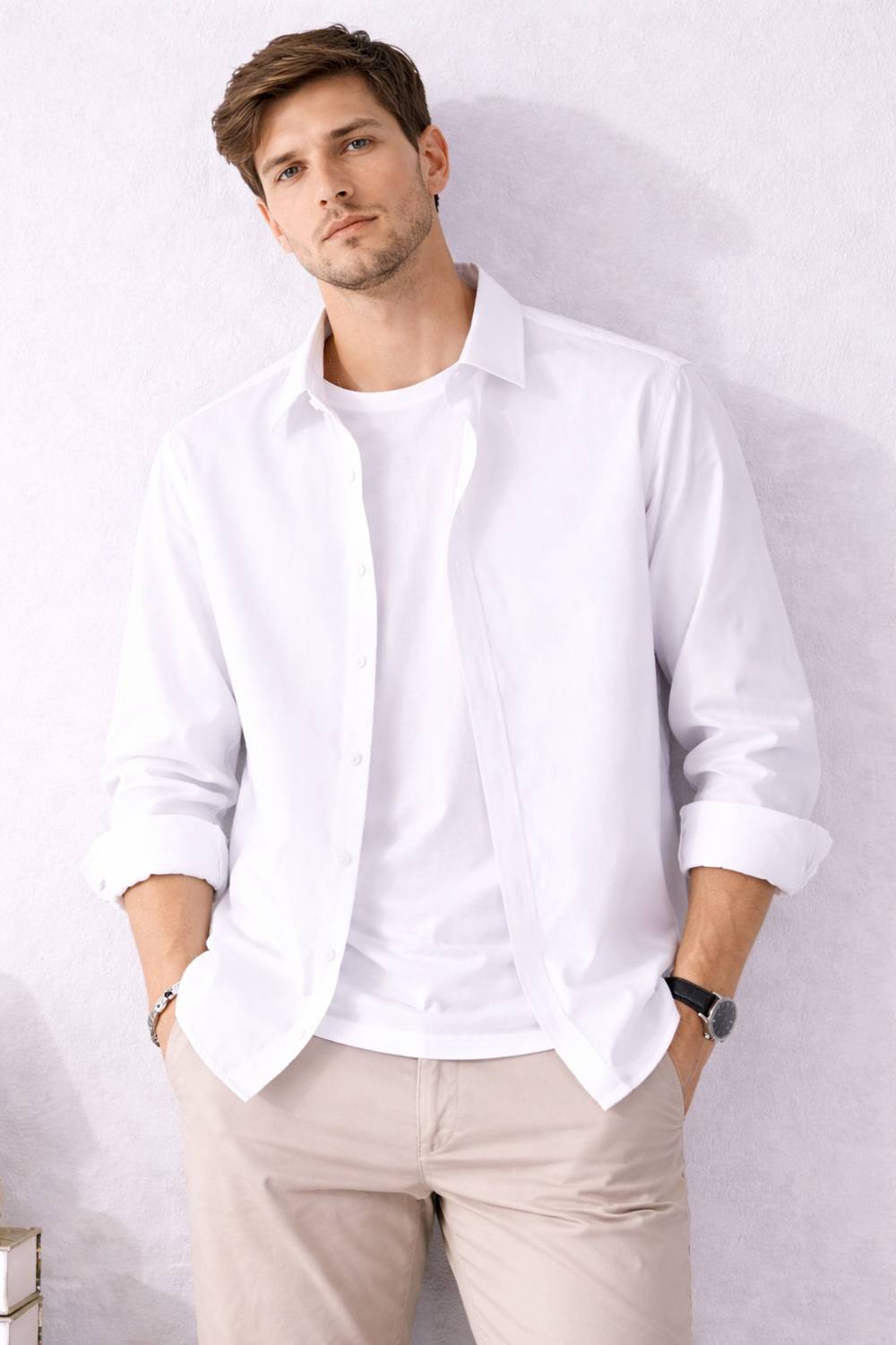 TorontoCN Men Solid Casual White Shirt - Image 3