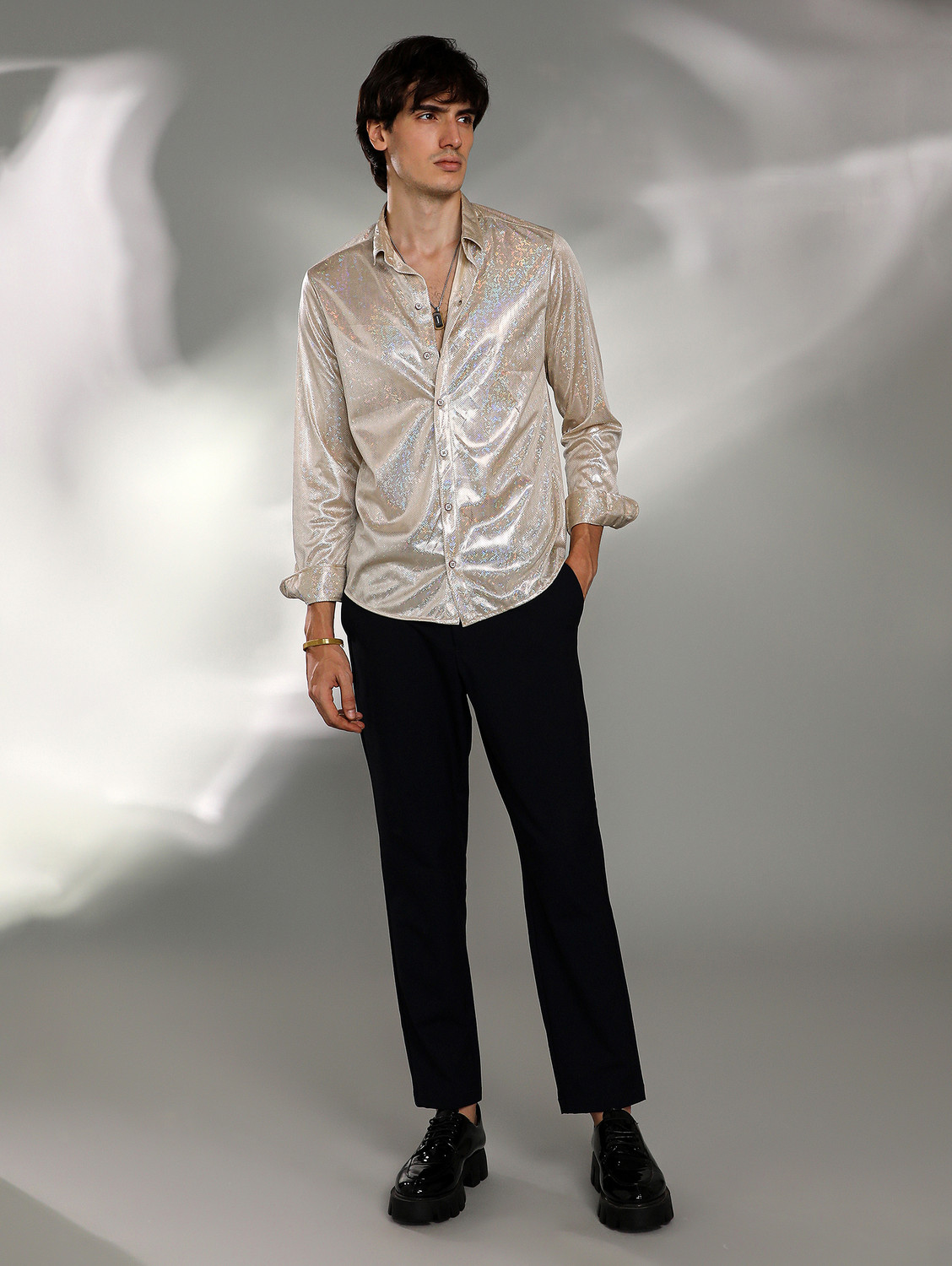 Image of CAMPUS SUTRA Men Embellished Casual Beige Shirt
