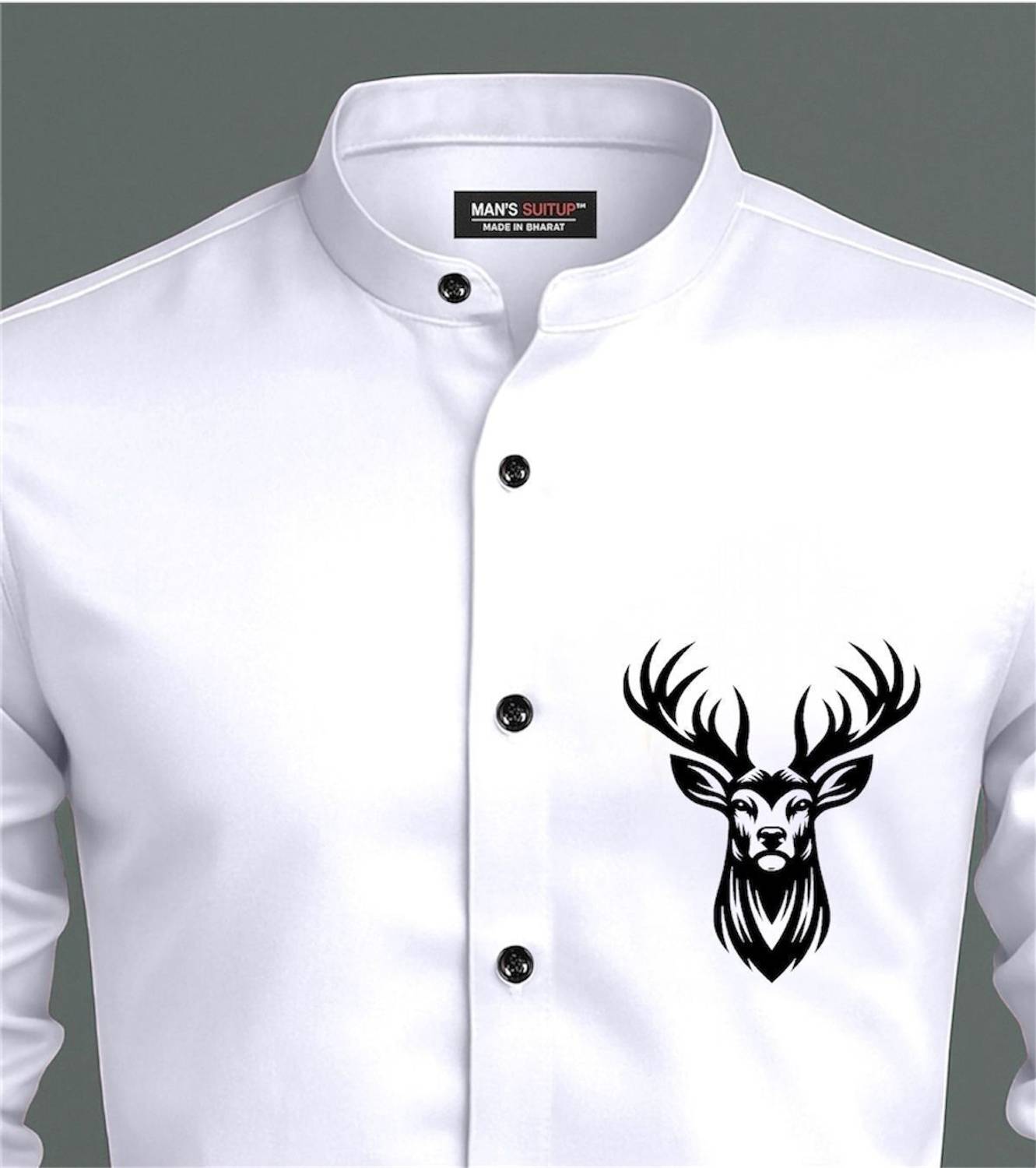 MAN'S Printed Casual Black Shirt - Image 4