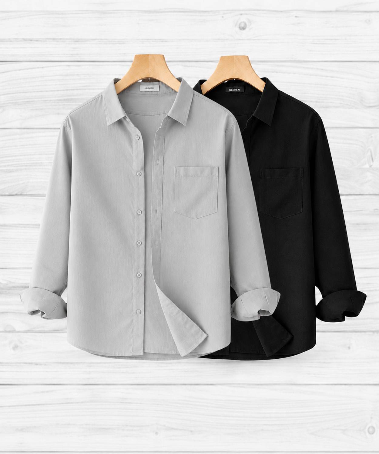 GLOREN Men Grey, Black Shirt - Image 1