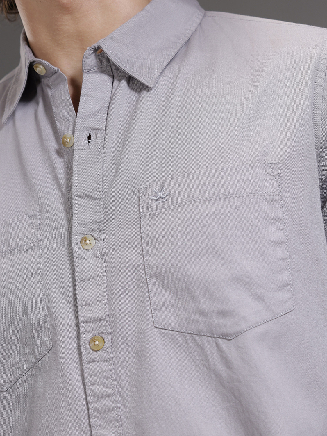 Image of WROGN Men Slim Fit Solid Spread Collar Casual Shirt
