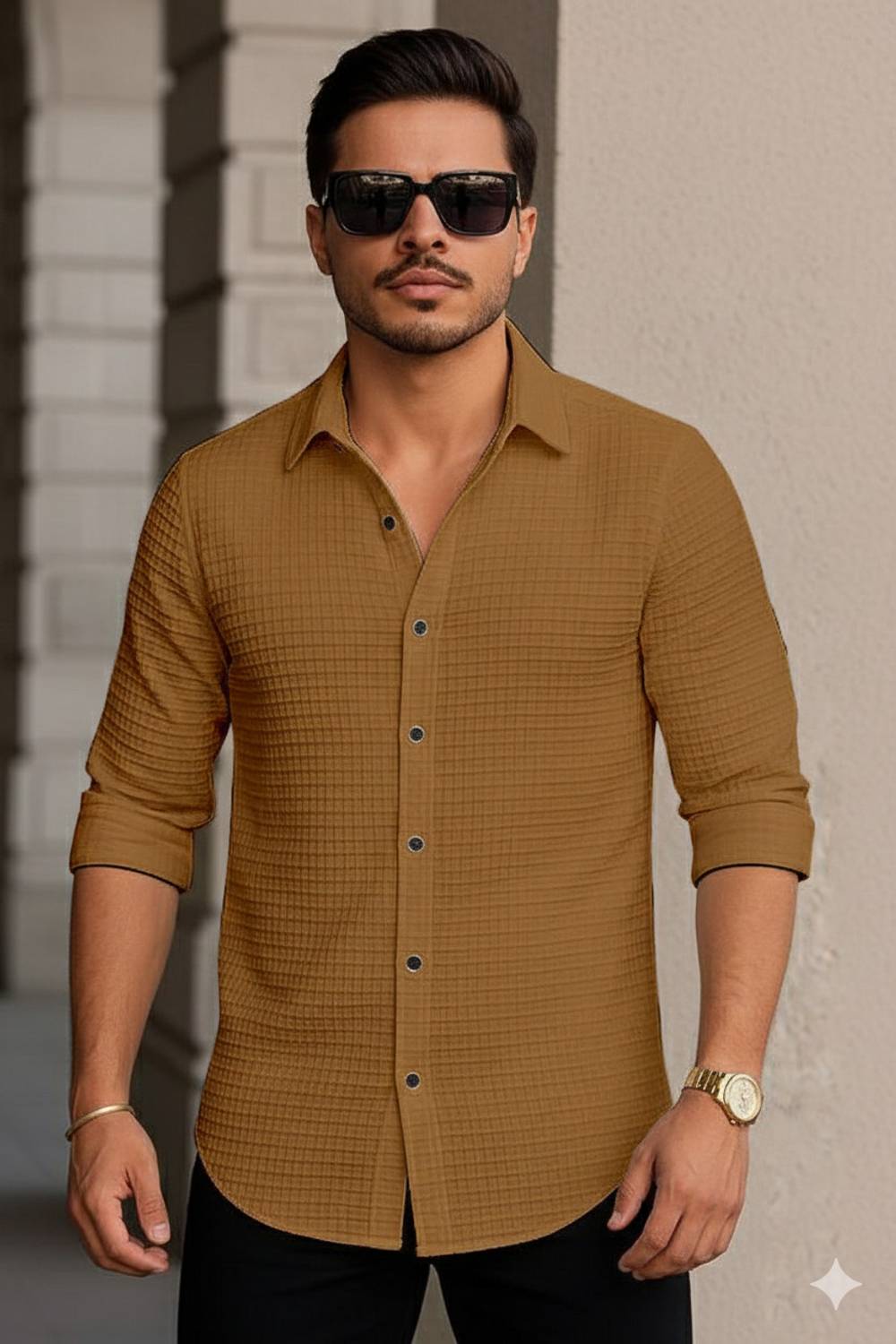 JACKBELLA Men Beige Casual Shirt - Image 4