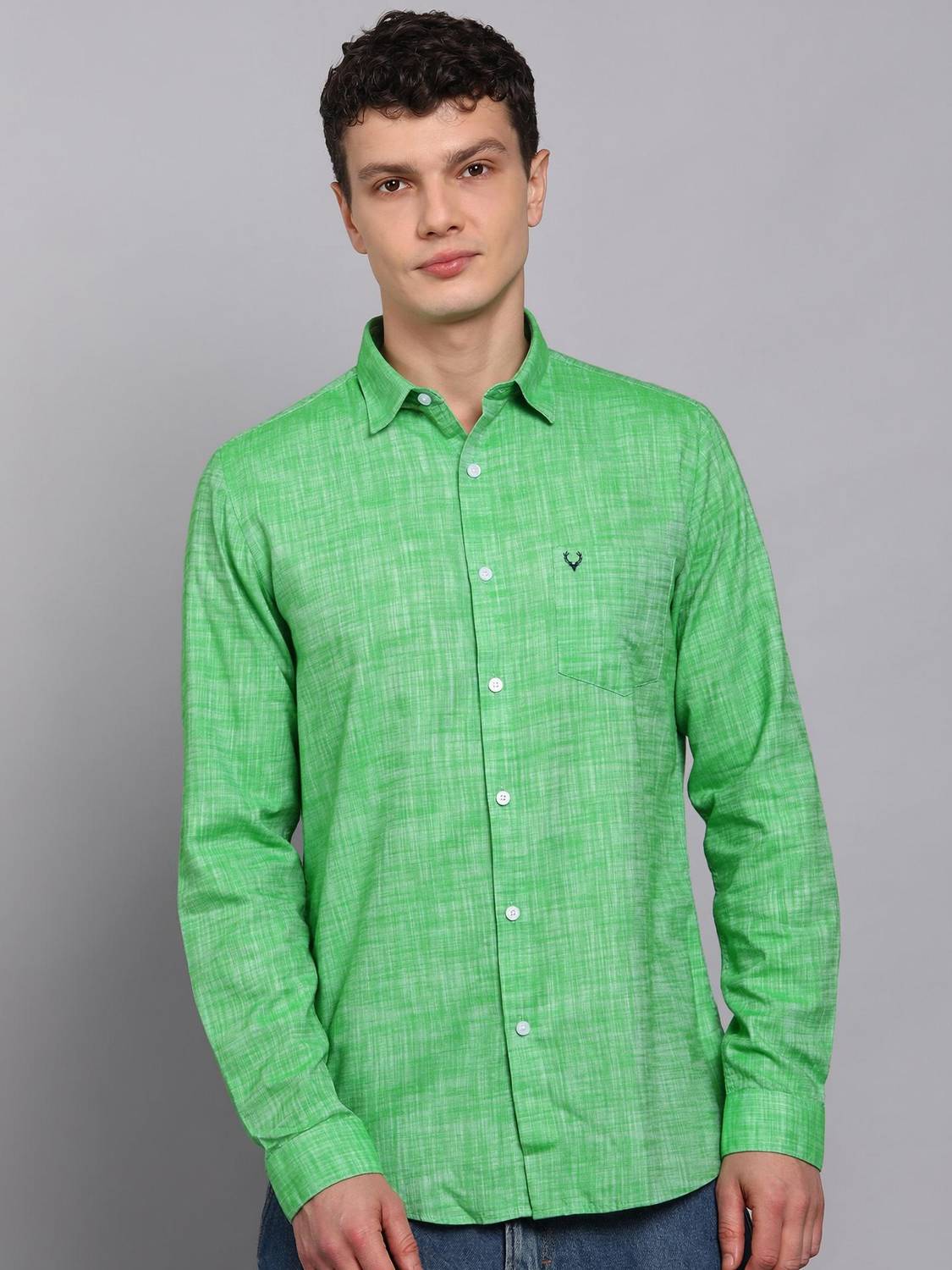 Allen Solly Men Solid Casual Green Shirt