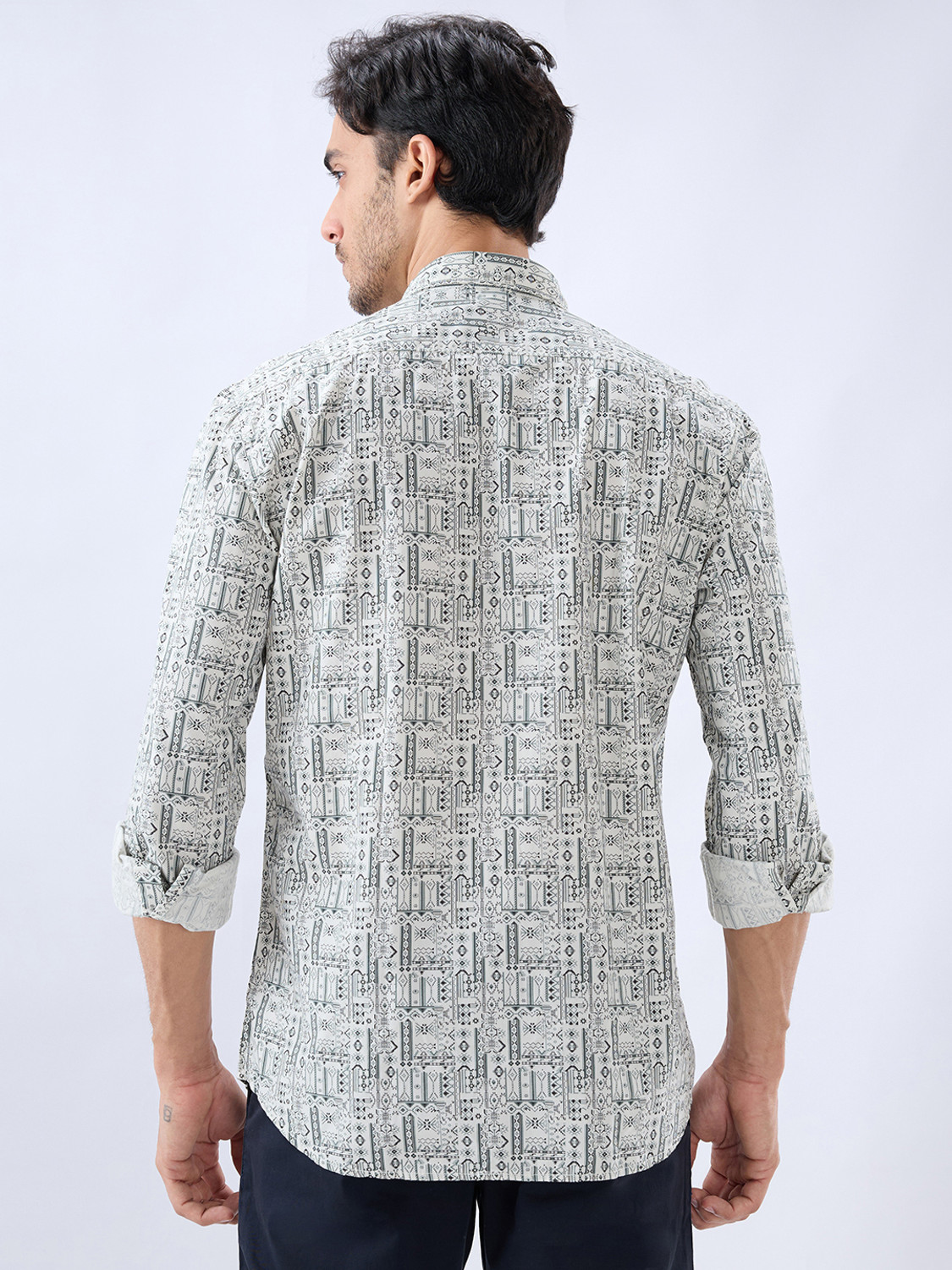 Image of PARX Men Printed Casual Beige Shirt