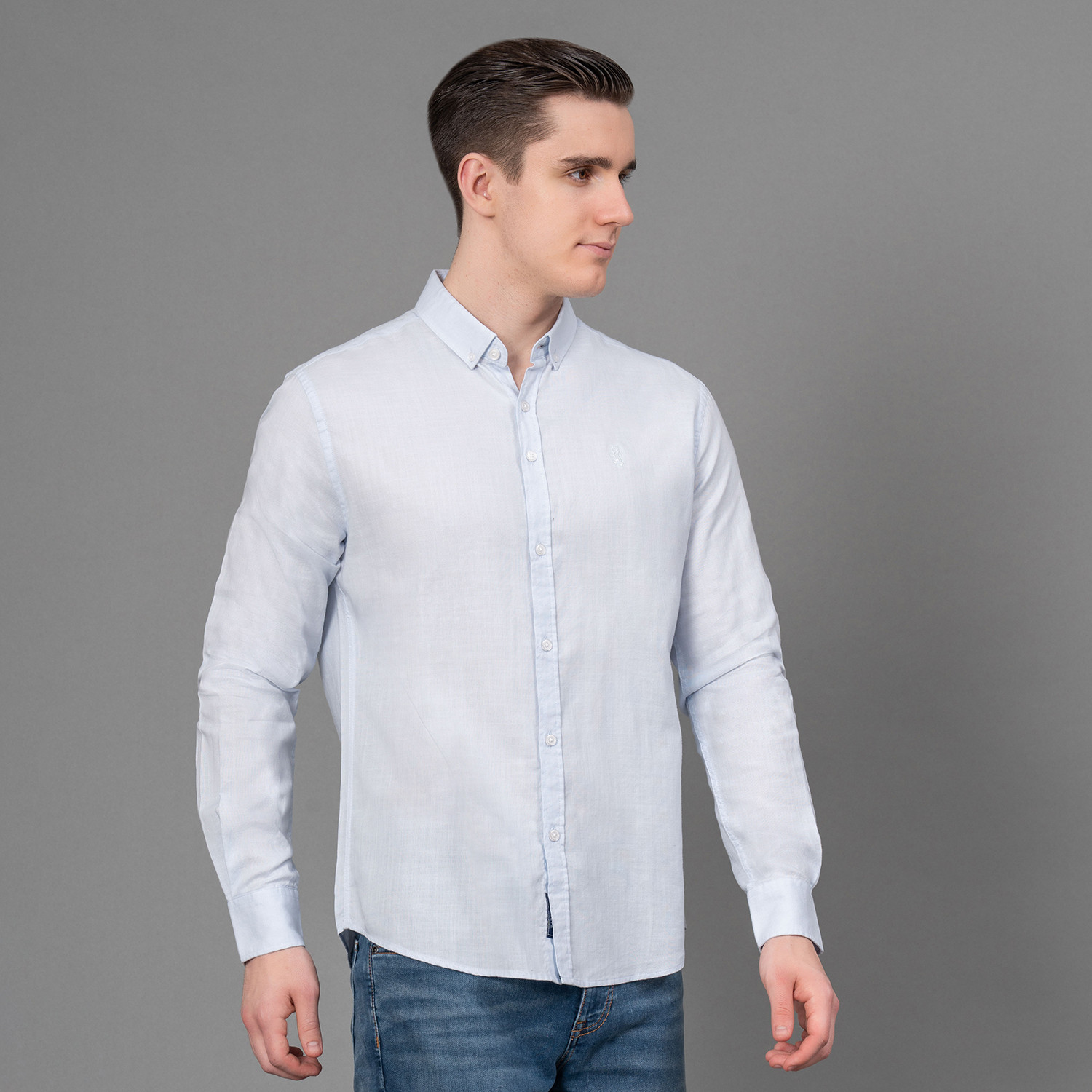 Image of RED TAPE Men Self Design Casual Blue Shirt