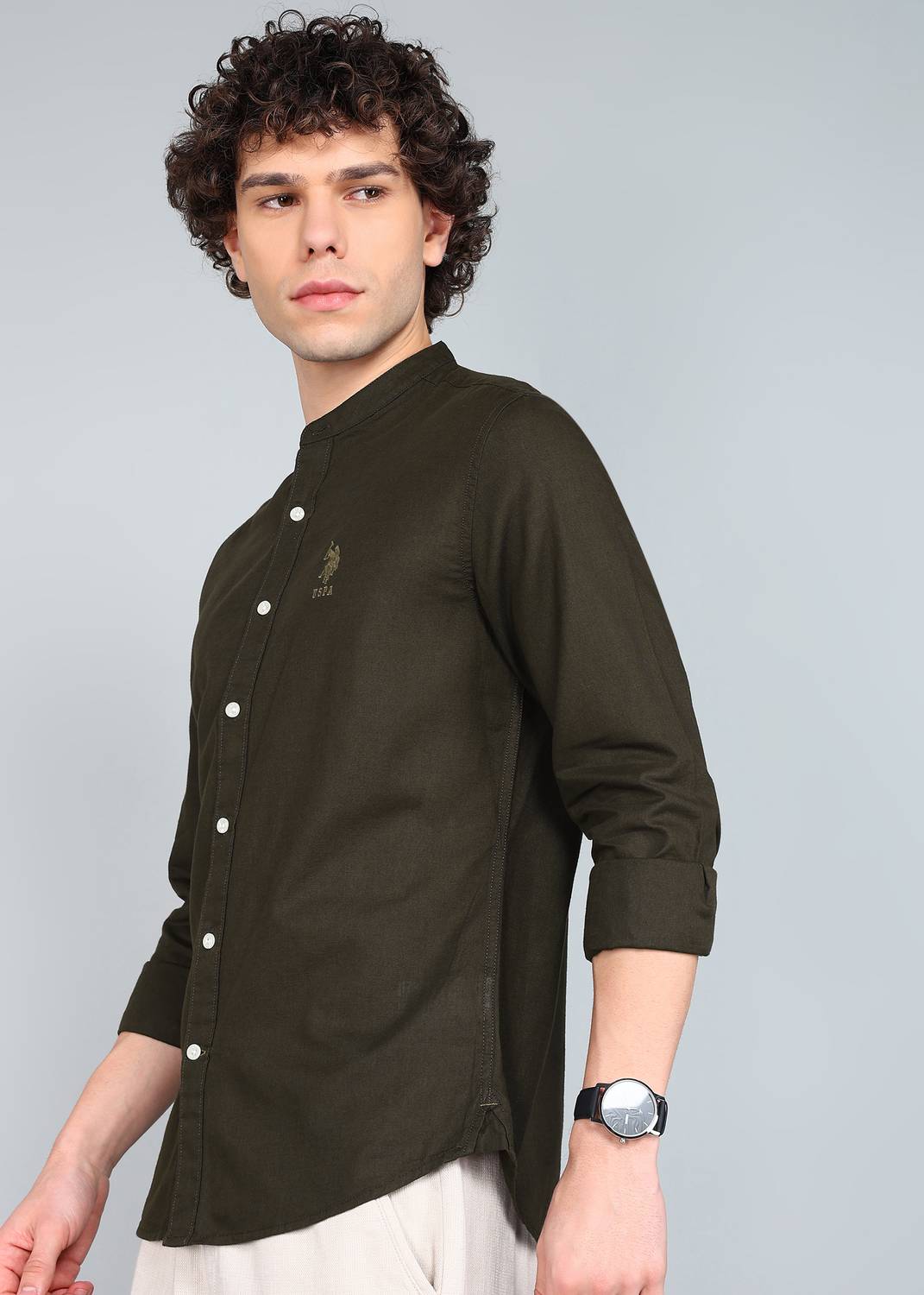 U.S. POLO ASSN. Men Dark Green Casual Shirt - Image 3