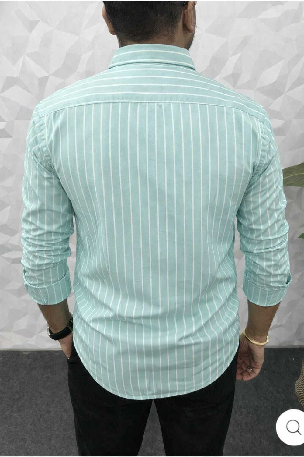Image of CROWNEDLION Men Striped Casual Light Blue Shirt