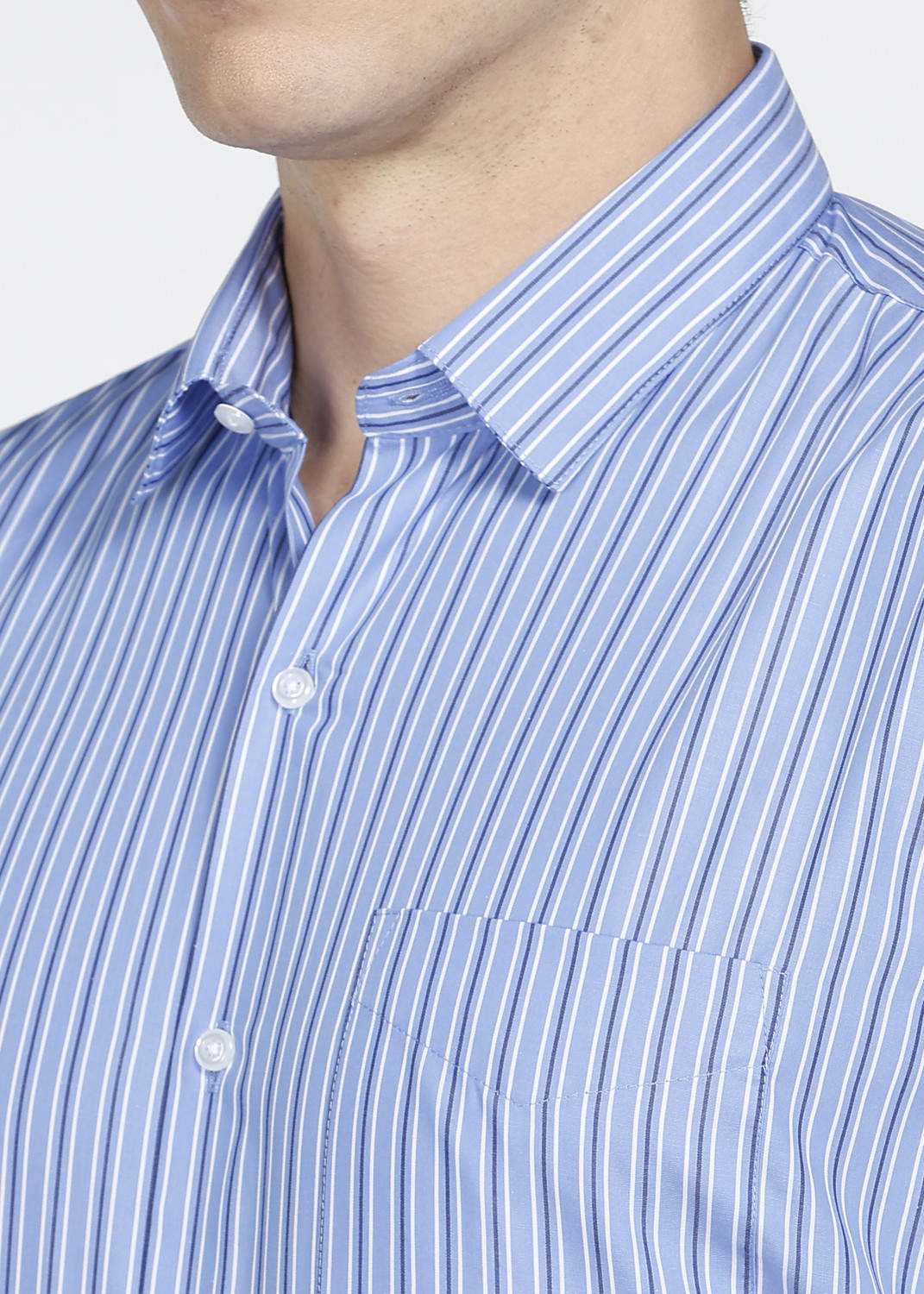 Image of PETER ENGLAND Men Striped Formal Blue Shirt